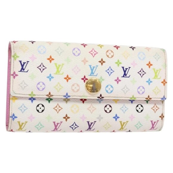 LOUIS VUITTON Multicolor Portefeuille Sarah Wallet White M93532 LV Auth BA4591 - Picture 1 of 16